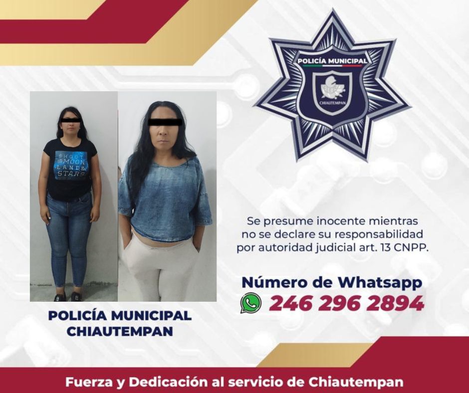 Detiene Policía de Chiautempan a cuatro féminas por faltas administrativas